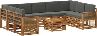 vidaXL Conjunto De Sof&aacute;s De Exterior 10 Uds. Natural Y Antracita Vidaxl