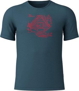 LOEFFLER Printshirt Cottage Merino-Tencel Merinoshirt f&uuml;r Herren | blau