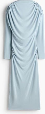 H&M Draped Jersey Dress in Light Dusty Blue at Nordstrom, Size X-Small