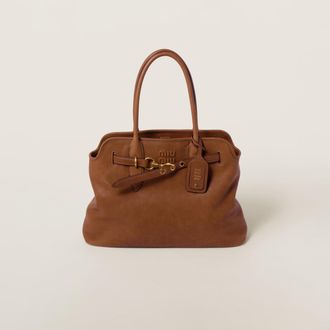 Miu Miu Aventure Nappa Leather Bag, Woman, Oak