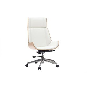 Miliboo Miliboo - Sill&oacute;n De Oficina Moderno Madera Clara Y Blanca Curved