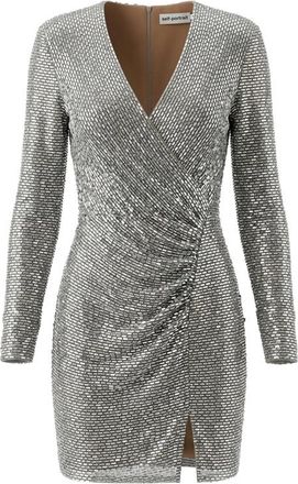 Self Portrait Rhinestone Mesh Wrap Mini Dress
