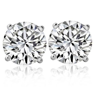 Pompeii3 2 1/4 Ct T. W. Round Cut Diamond Studs Lab Grown 14k White Gold