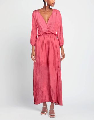 European Culture Cotton Maxi Dress In Pink