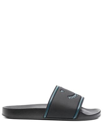 Paul Smith Slippers met logo-reli&euml;f - Zwart