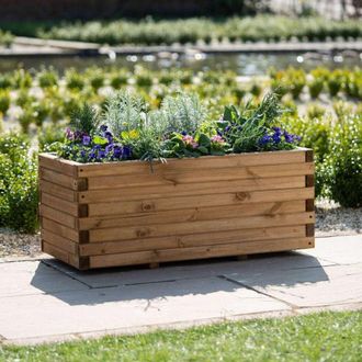 PRIMROSE Raised Wooden Pine Flower Bed Trough Planter Treated Timber 140cm in Natural