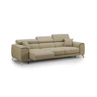 Divani.Store Fusion Sof&aacute; Con Asientos Deslizantes En Tela Suave Antimanchas 260 Cm Camel