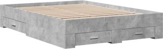 vidaXL Cama con cajones madera ingeniería gris hormigón 140x190 cm Vidaxl
