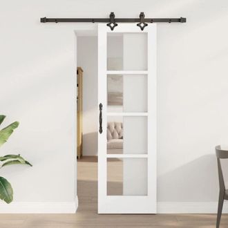 vidaXL Vidaxl - Puerta Corrediza Manual Blanco 61 X 198.5 Cm Madera Y Metal