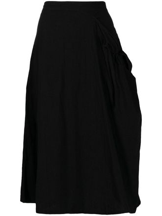 Yohji Yamamoto high-waisted ruched skirt - Black