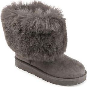 Journee Collection Shanay Faux Fur Boot in Grey at Nordstrom Rack, Size 5.5