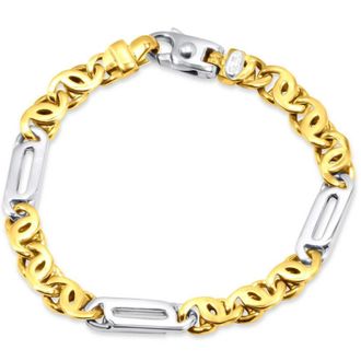 Pompeii3 Mens Designer Figaro and Mariner Link 14k Gold (34gram) or Platinum (54gram) 7.5-8mm Bracelet 8.5