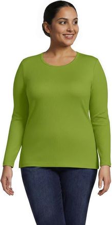 Lands End Plus Size Long Sleeve Micro Rib T-Shirt in Winter Pear at Nordstrom, Size 1X