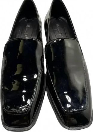 MASSIMO DUTTI Mens Square Toe Patent Leather Loafers In Black
