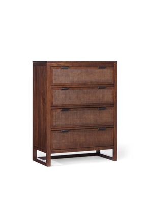 Teamson Home Hatteras Chest of Drawers 4 Drawer Bedroom Dresser in Walnut