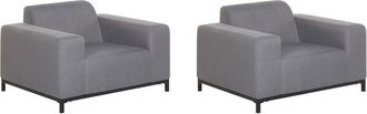 Beliani Conjunto De 2 Sillones De Poli&eacute;ster Gris Negro Patas Metal Rovigo