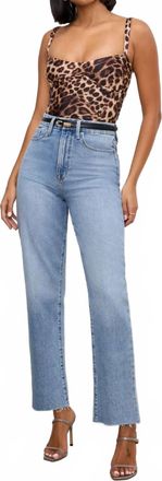 Good American Good Boy Cropped Straight Jeans In Medium Blue