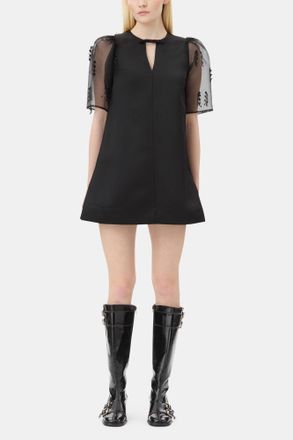 Ganni Black Fringed Organza Mini Dress - Size 32