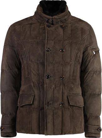 Moorer Giacca trapuntata con colletto in shearling - Marrone