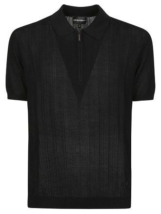 Emporio Armani Half-Zip Textured Cotton Sweater