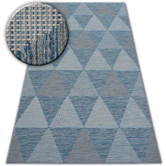 RugsX Rugsx - Alfombra De Cuerda Sisal Loft 21132 Tri&aacute;ngulos Marfil/plateado/azul Blue 160x230 Cm