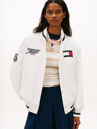 Tommy Hilfiger Canvas Back Logo Oversized Varsity Jacket