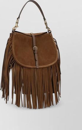 Etro suede shoulder bag fringe detailing strap handle