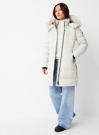 Moose Knuckles Womens Watershed 3 shearling collar down puffer jacket