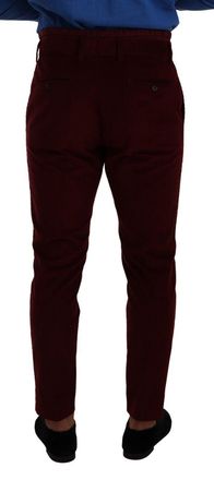 Dolce & Gabbana Bordeaux Velvet Mens Formal Trouser Dress Pants Cotton