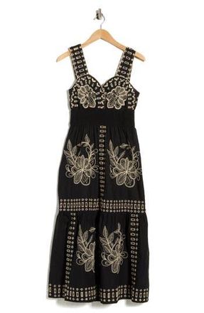 Rails Fawn Midi Dress in Black Tan Embroidered at Nordstrom Rack, Size Xx-Small