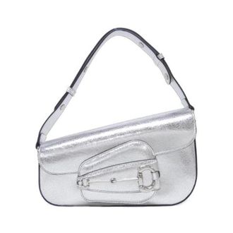 Gucci Pre-owned Horsebit 1955 Metallic Leather Shoulder Bag - Dames - Vintage Handtas - Grijs - ONE Size - Leer - Vintage