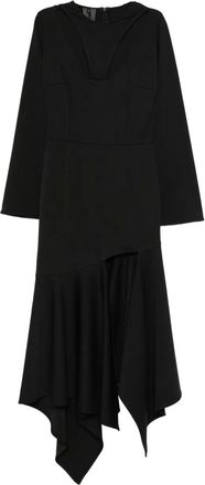 Rhizome Shelby asymmetrische midi-jurk - Zwart