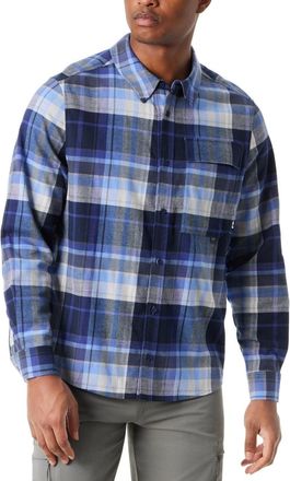G.H. Bass & Co. Outdoor Flannel Shirt Mens Med Blue Plaid Long Sleeve Button Up FTS50