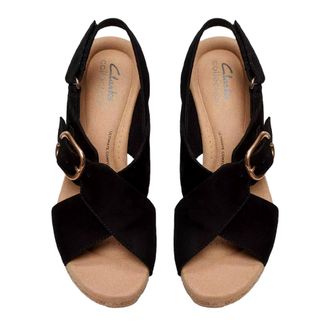 Clarks Giselle Dove Wedge Sandal Black 26177142 Womens