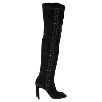 Jimmy Choo London Jimmy Choo Marie 100 kniehoge laarzen in zwart su&egrave;de