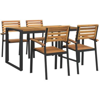 vidaXL Juego De Comedor De Jard&iacute;n 5 Pzas Madera Maciza Acacia Y Metal Vidaxl