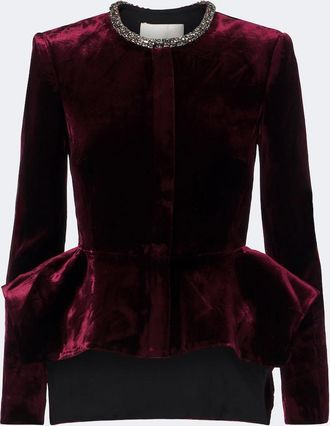 Roland Mouret Embellished peplum velvet blazer