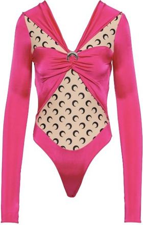 Marine Serre Pink Regenerated Jersey Bodysuit Size S