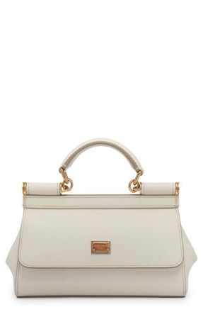 Dolce & Gabbana Small Sicily East West Leather Satchel in White at Nordstrom