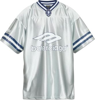 Balenciaga T-Shirts, male, Gray, Size: XL 3B Football V-neck T-shirt