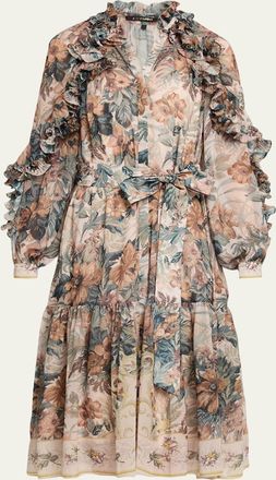 Kobi Halperin Amanda Floral-Print Ruffle Midi Dress