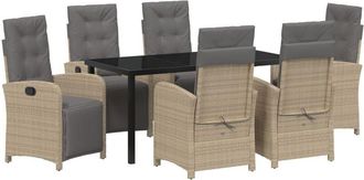 vidaXL Garden Dining Set 7 pcs Beige Poly Rattan Vidaxl
