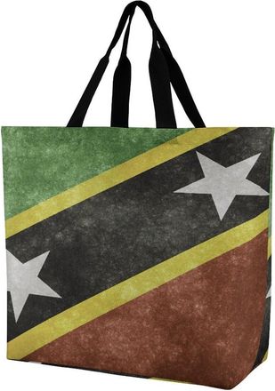 Generic Saint Vincent Flag Reusable Shopping Bags Large Capacity Grocery Bag Heavy Duty Tote for Women 40x40x16cm