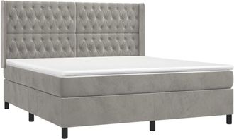vidaXL Vidaxl - Cama Box Spring Colch&oacute;n Y Led Terciopelo Gris Claro 180x200 Cm