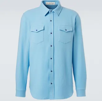 God's True Cashmere Blue Lagoon cashmere shirt with lapis lazuli