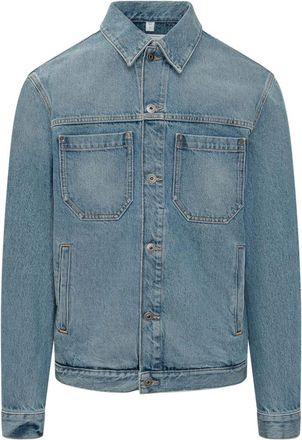 Off-white Light Blue Solid Shirt Collar Jacket