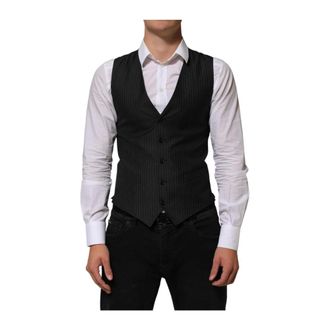 Dolce & Gabbana Suit Vests, male, Black, Size: XS Wool Dress Formal Waistcoat Vest
