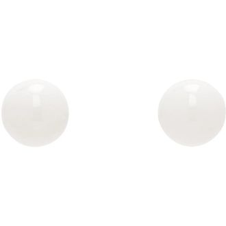 Dries Van Noten Stud Oorbellen - Dames - Oorbellen - Wit - ONE Size - Leer - Accessoires