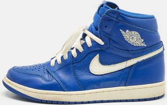 Air Jordan s Blue/white Leather Jordan 1 Retro High Hyper Royal Sneakers