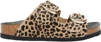Scholl Sandaal met dierenprint en dubbele gesp - Dames - Sandalen - Bruin - 37 EU - Schoenen